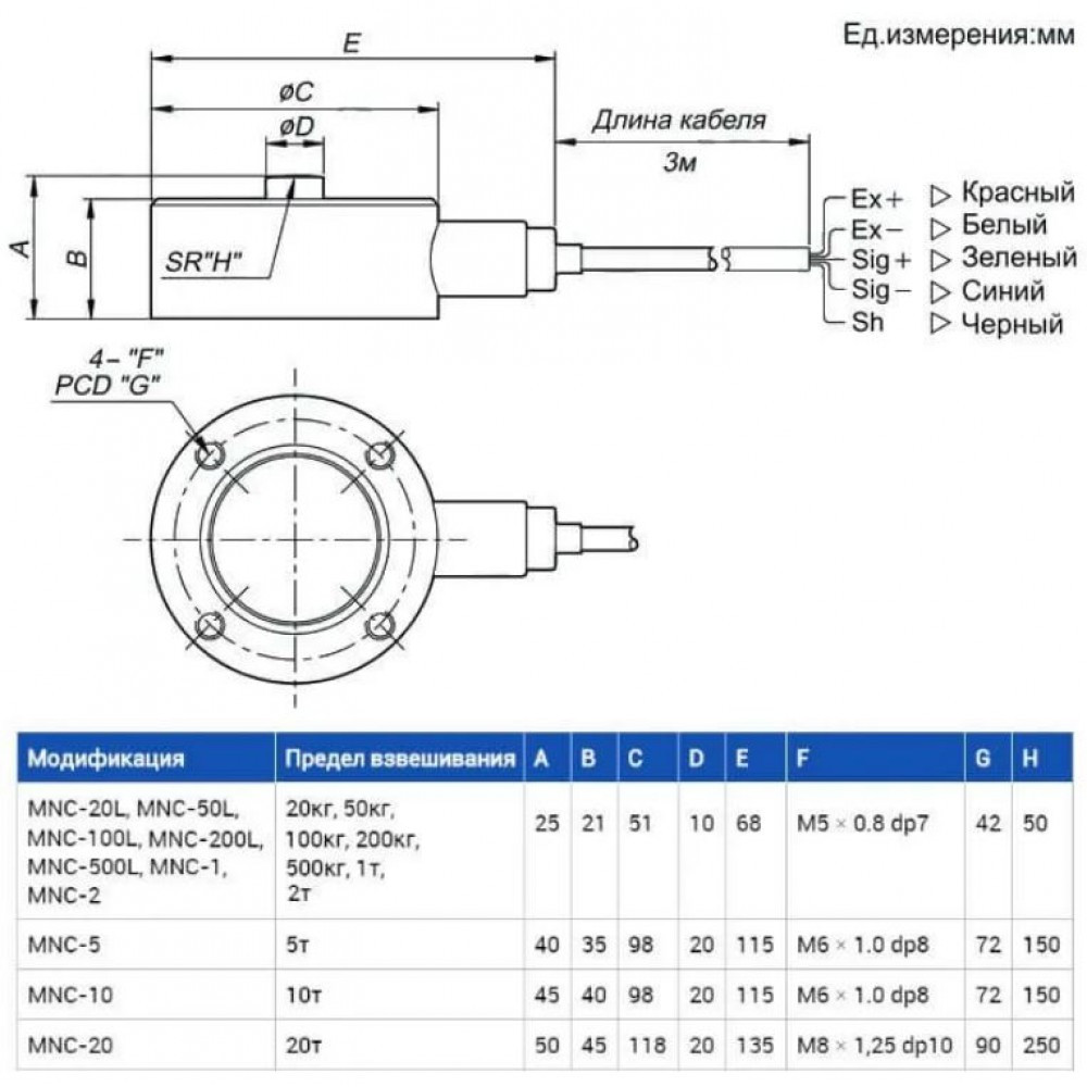 Тензодатчик CAS MNC 500KG