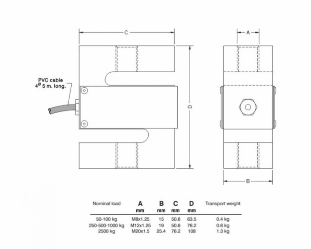 Тензодатчик Utilcell 630 250KG